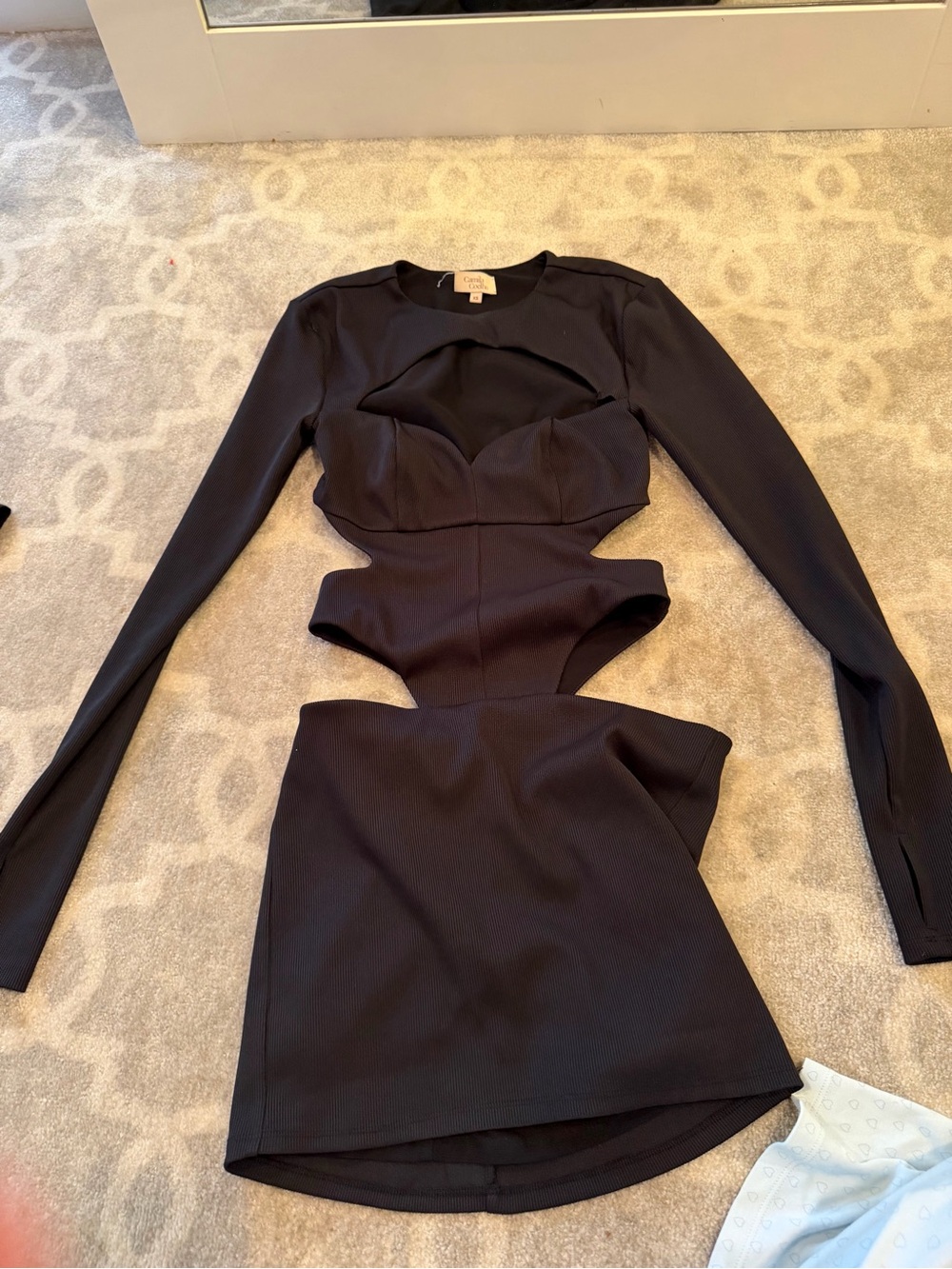 Camila Coelho Black Ribbed Scoop Neck Top